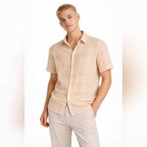 American Eagle Outfitters Tan Plaid Button-Down Shirt